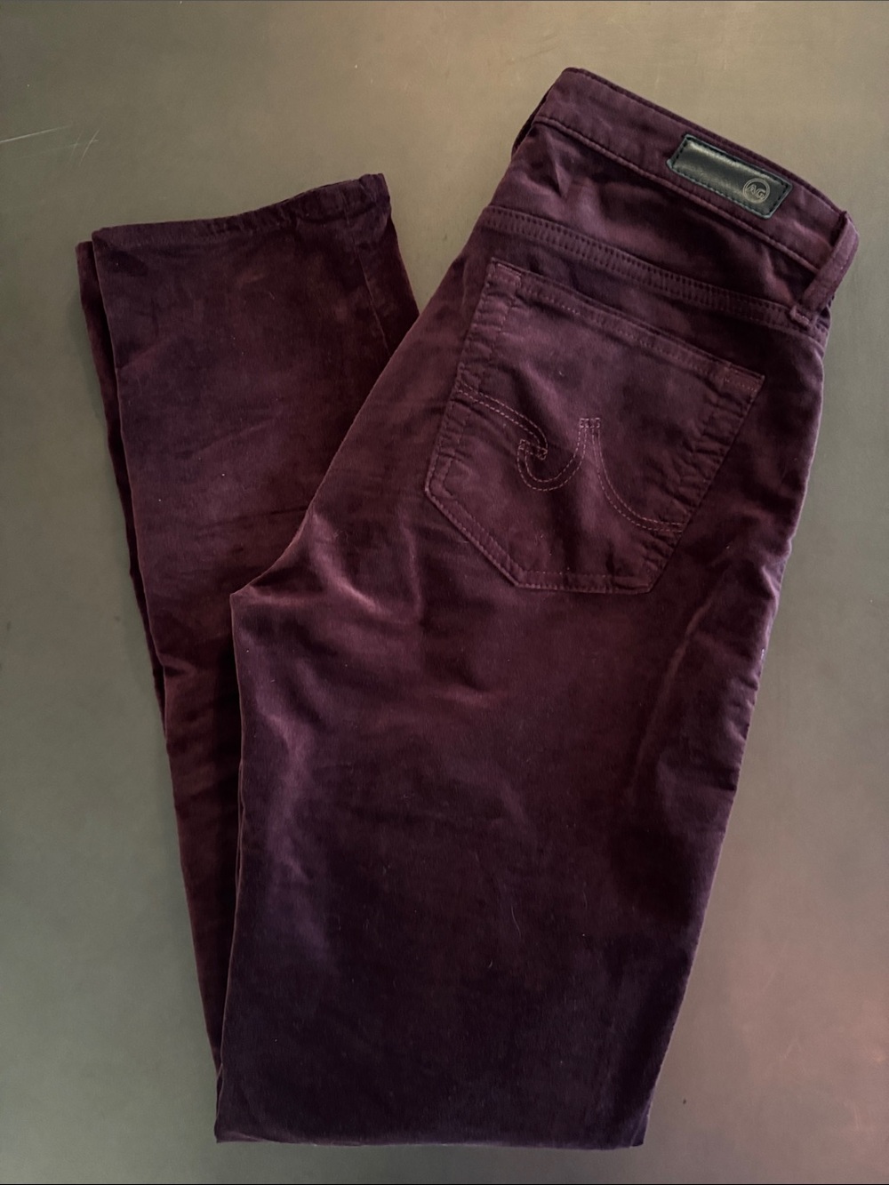AG Adriano Goldschmied Skinny Velvet Jeans in Deep Plum